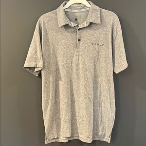 Tesla Gray Men's Polo Shirt large